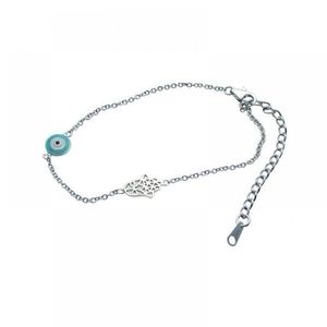 Silver 925 Rhodium Plated Evil Eye and Hamsa Bracelet
